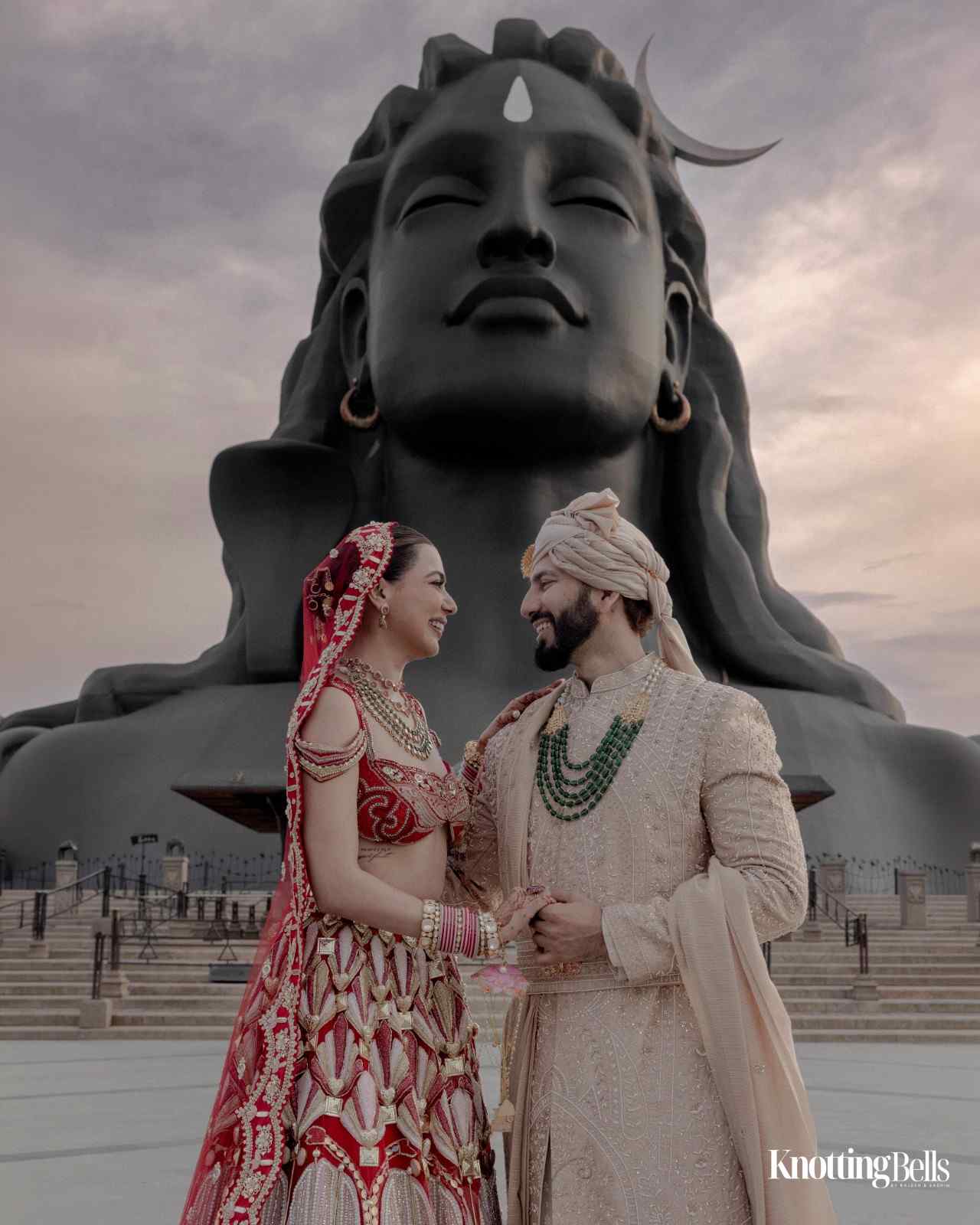 112 foot Adiyogi statue wedding backdrop Coimbatore spiritual ceremony Konark Weddings